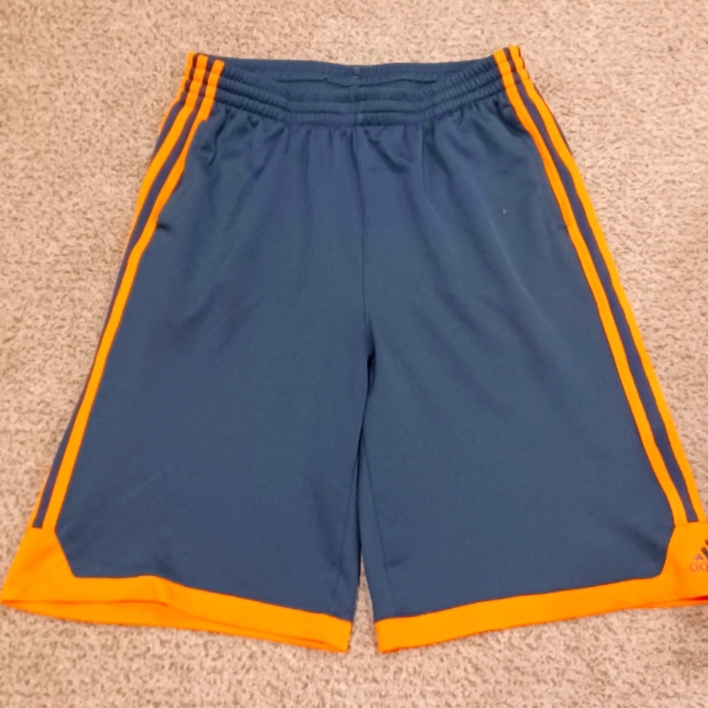 Adidas Youth Athletic Shorts in Gray with Orange Trim Size XL (18)